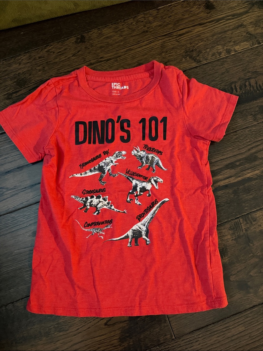 5/$25 Epic Threads Kids' Red "Dino's 101" Graphic Tee